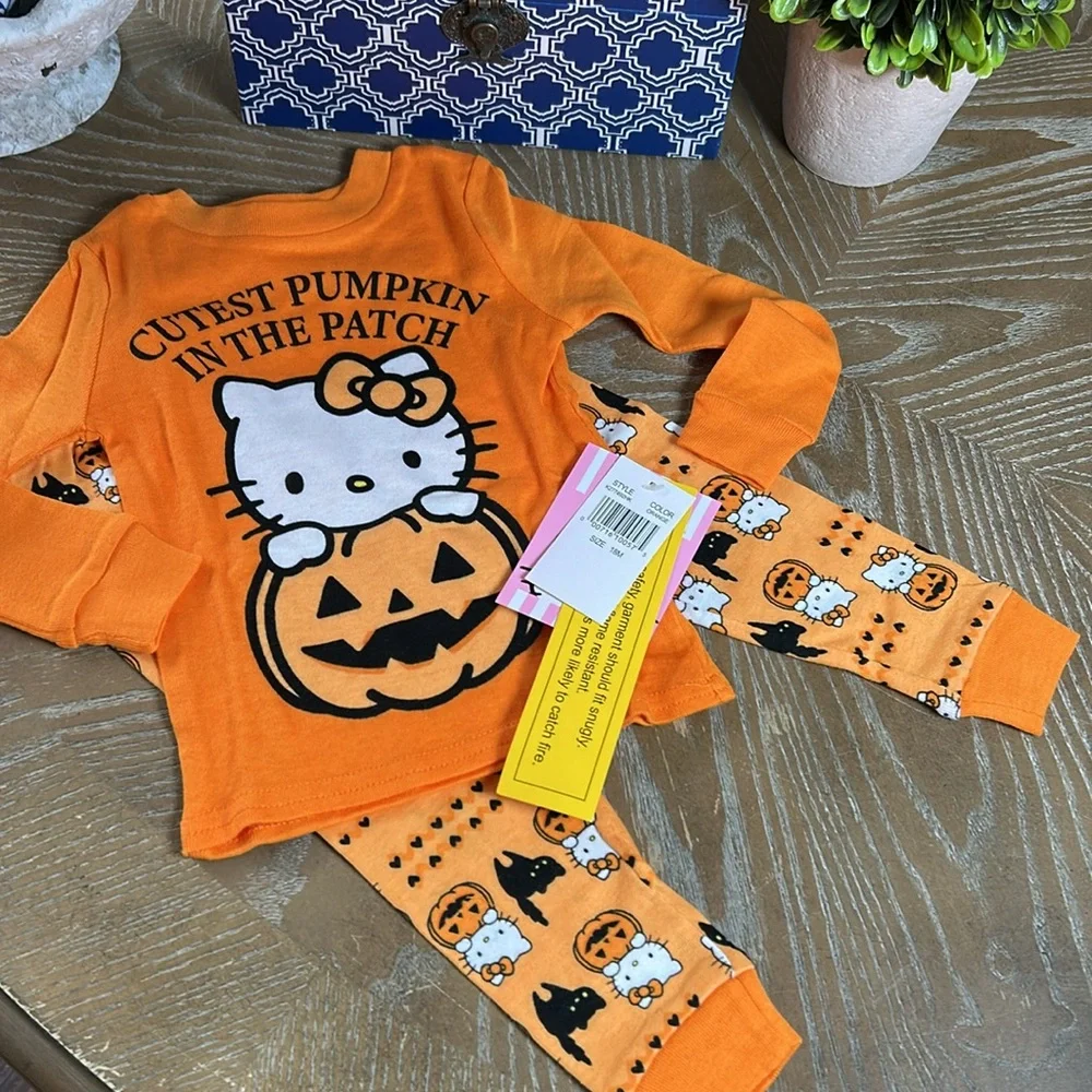 NWT!  Halloween Hello Kitty Cutest Pumpkin in the Patch Pajama Set 18 months